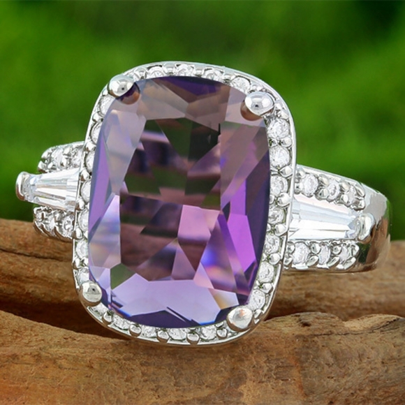 💌Amethyst & White Sapphire Ring💫 - Picture 1 of 8